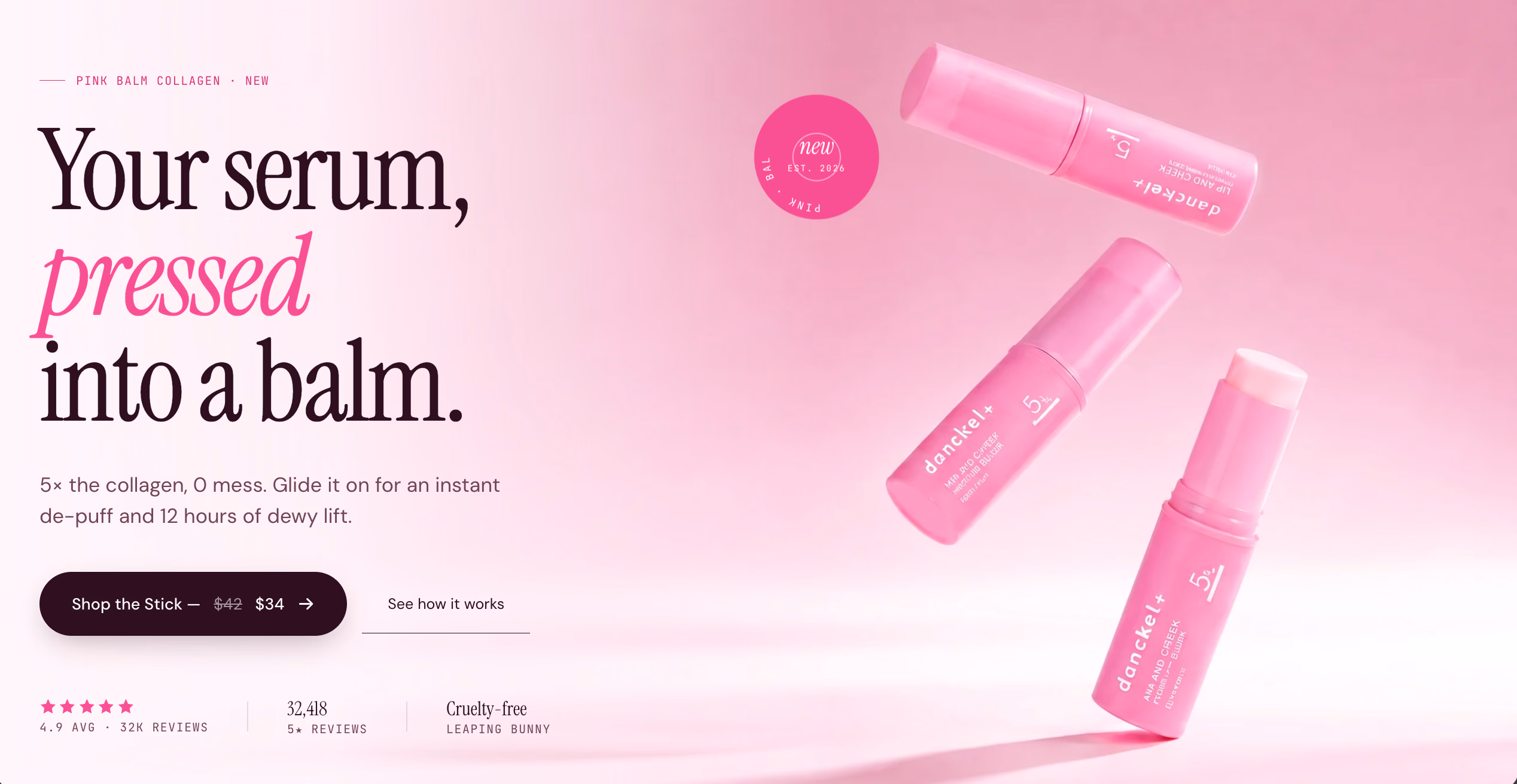 Danchel's redesigned Pink Balm product landing experience